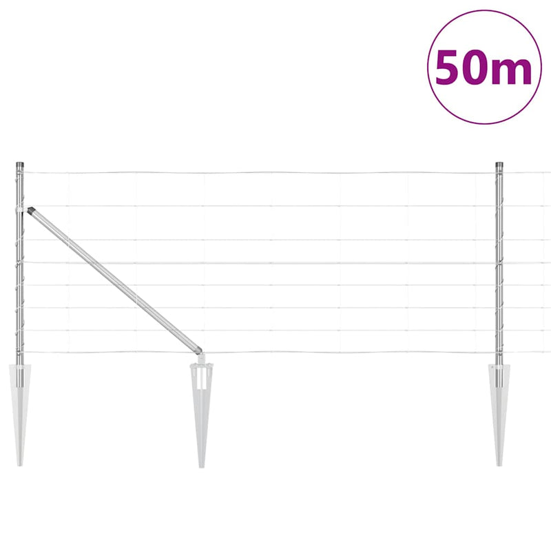 vidaXL Legelőkerítés Ezüst 50 x 0.8 m Horganyzott acél