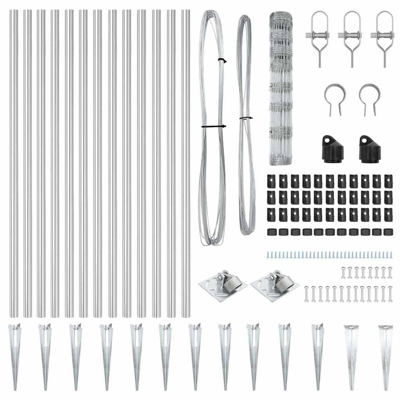vidaXL Legelőkerítés Ezüst 50 x 1 m Horganyzott acél