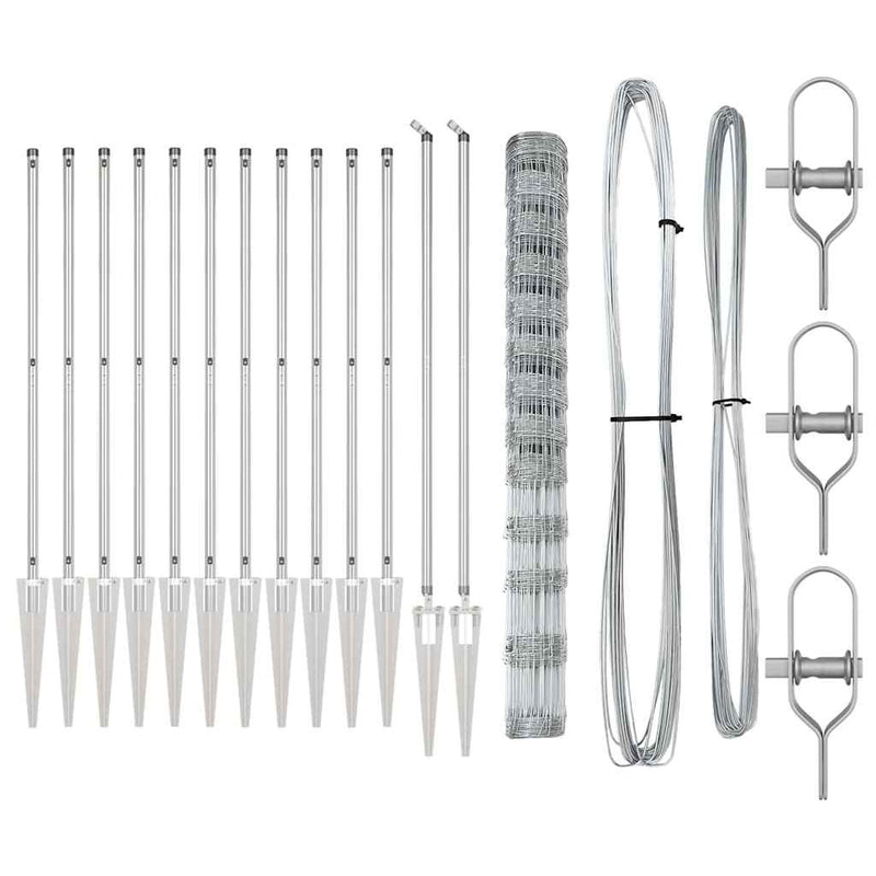 vidaXL Legelőkerítés Ezüst 50 x 1.5 m Horganyzott acél