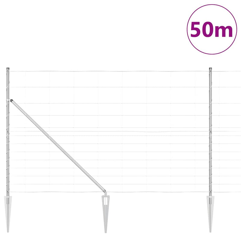 vidaXL Legelőkerítés Ezüst 50 x 1.5 m Horganyzott acél