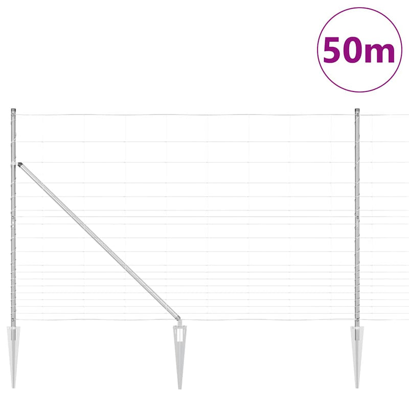 vidaXL Legelőkerítés Ezüst 50 x 1.5 m Horganyzott acél