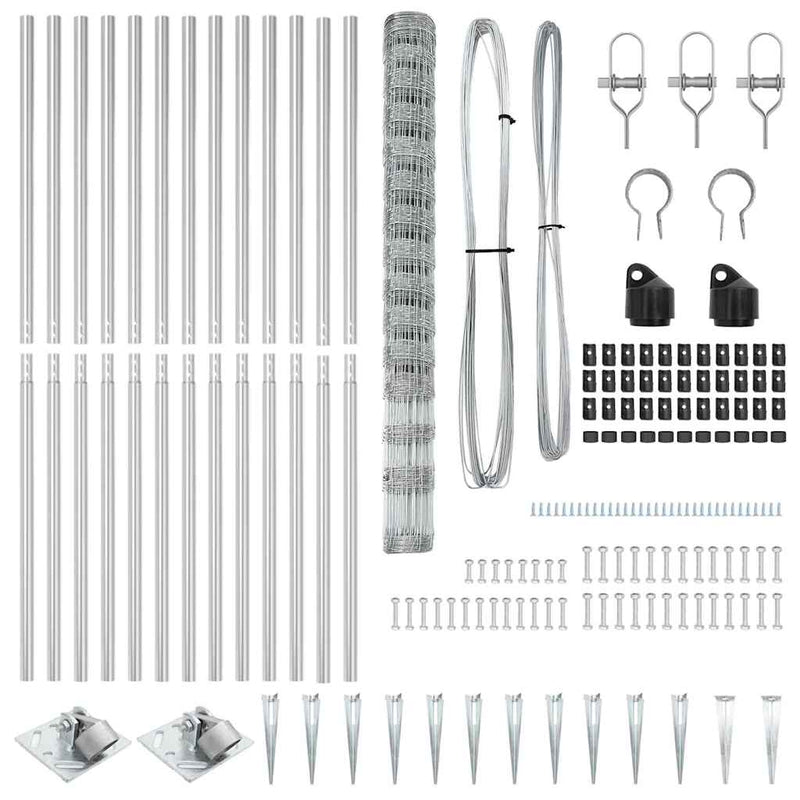 vidaXL Legelőkerítés Ezüst 50 x 1.6 m Horganyzott acél