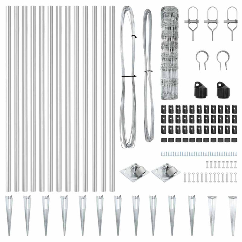 vidaXL Legelőkerítés Ezüst 100 x 0.8 m Horganyzott acél