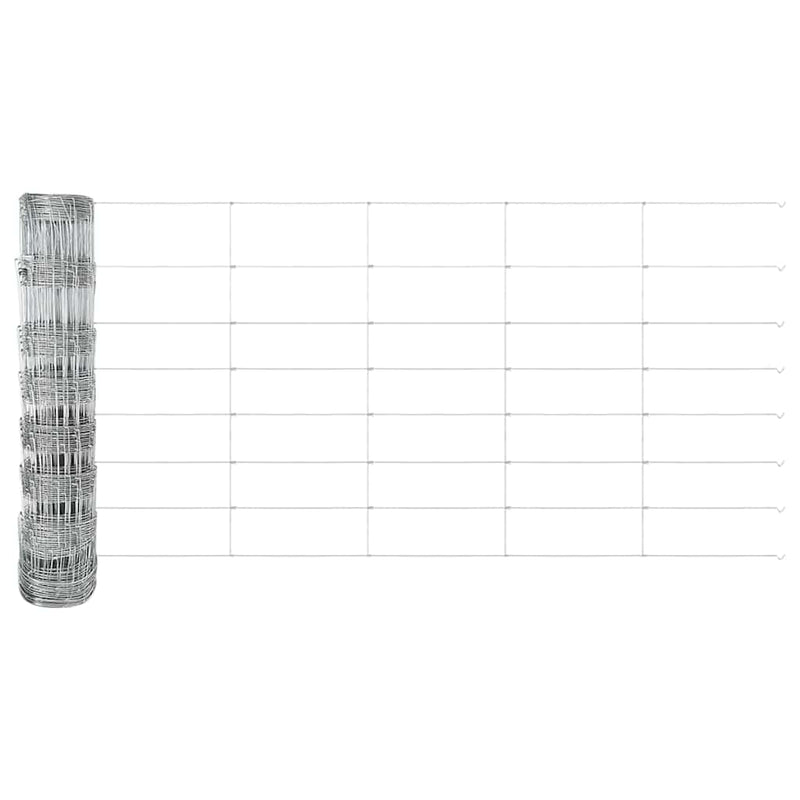 vidaXL Legelőkerítés Ezüst 100 x 0.8 m Horganyzott acél