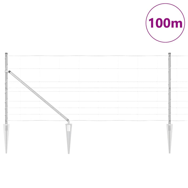 vidaXL Legelőkerítés Ezüst 100 x 1 m Horganyzott acél