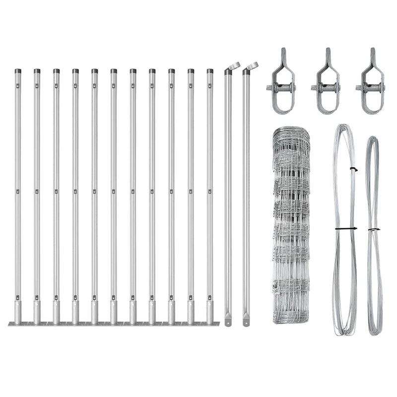 vidaXL Legelőkerítés Ezüst 25 x 0.8 m Horganyzott acél