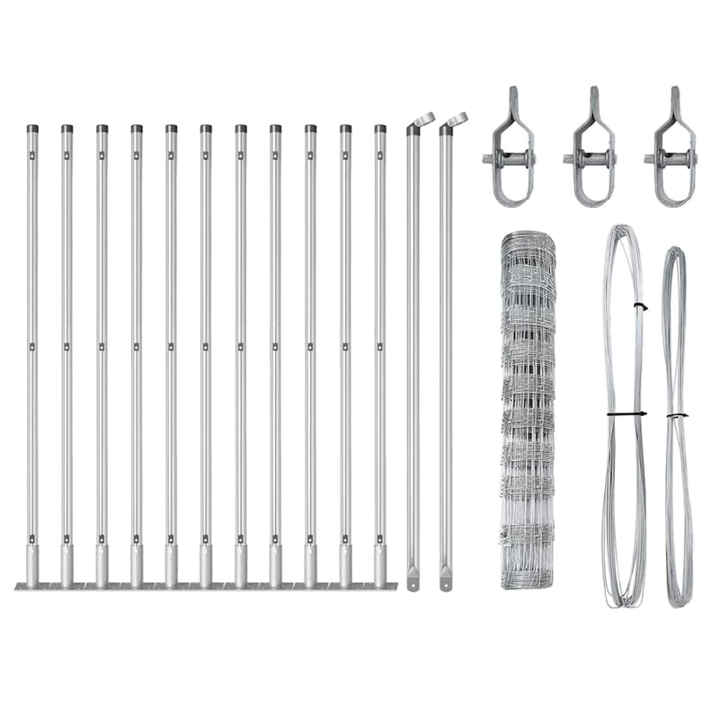 vidaXL Legelőkerítés Ezüst 25 x 1 m Horganyzott acél