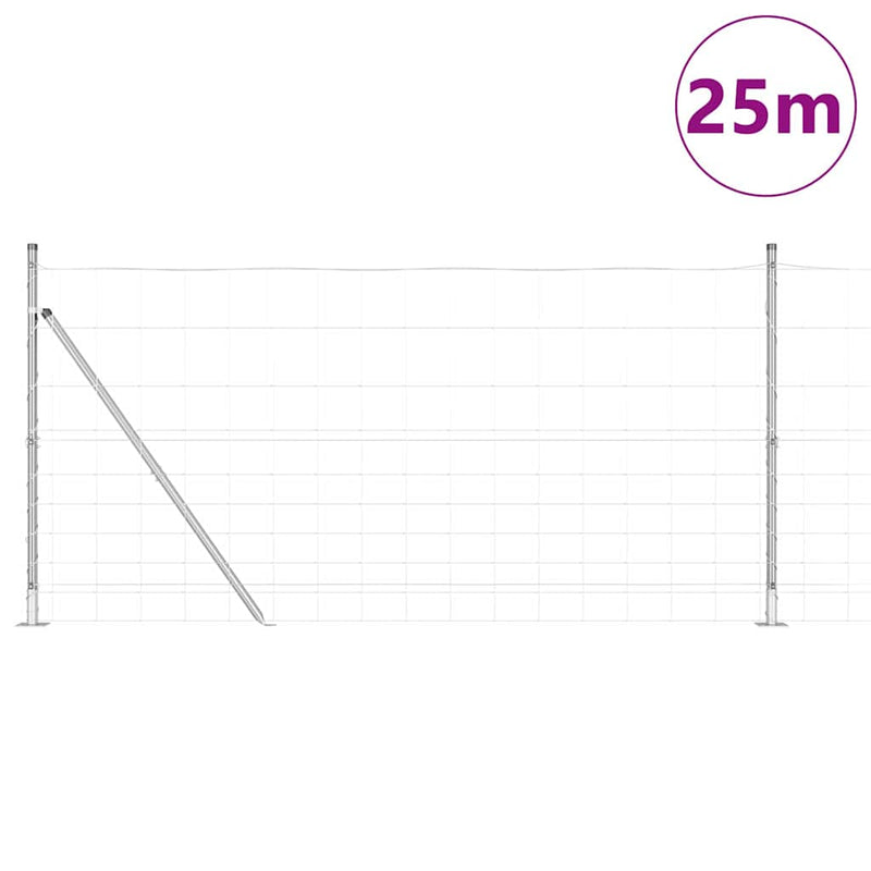 vidaXL Legelőkerítés Ezüst 25 x 1.2 m Horganyzott acél