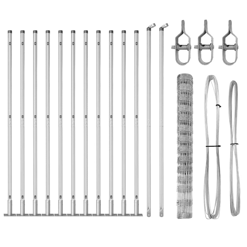 vidaXL Legelőkerítés Ezüst 25 x 1.4 m Horganyzott acél