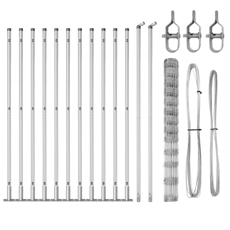 vidaXL Legelőkerítés Ezüst 25 x 1.5 m Horganyzott acél