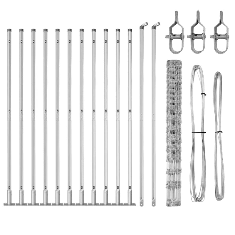 vidaXL Legelőkerítés Ezüst 25 x 1.5 m Horganyzott acél