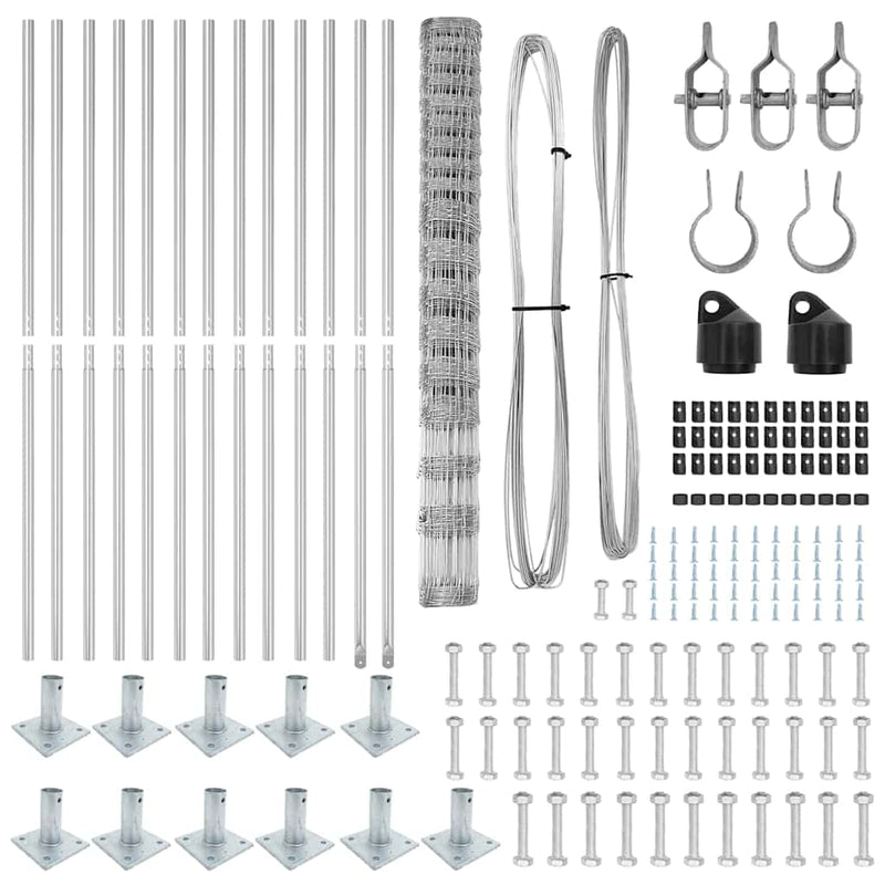 vidaXL Legelőkerítés Ezüst 25 x 1.5 m Horganyzott acél