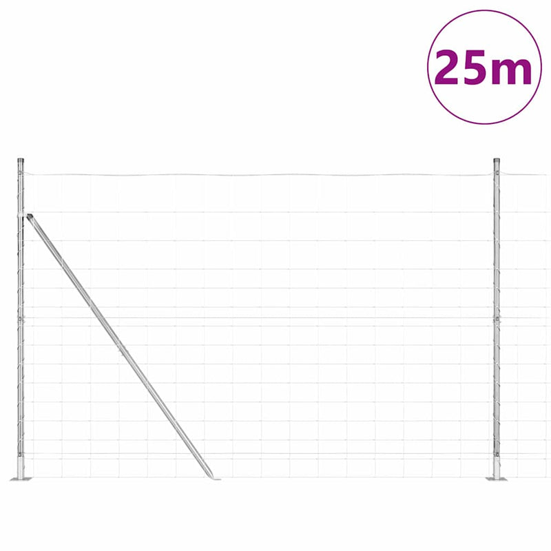 vidaXL Legelőkerítés Ezüst 25 x 1.6 m Horganyzott acél