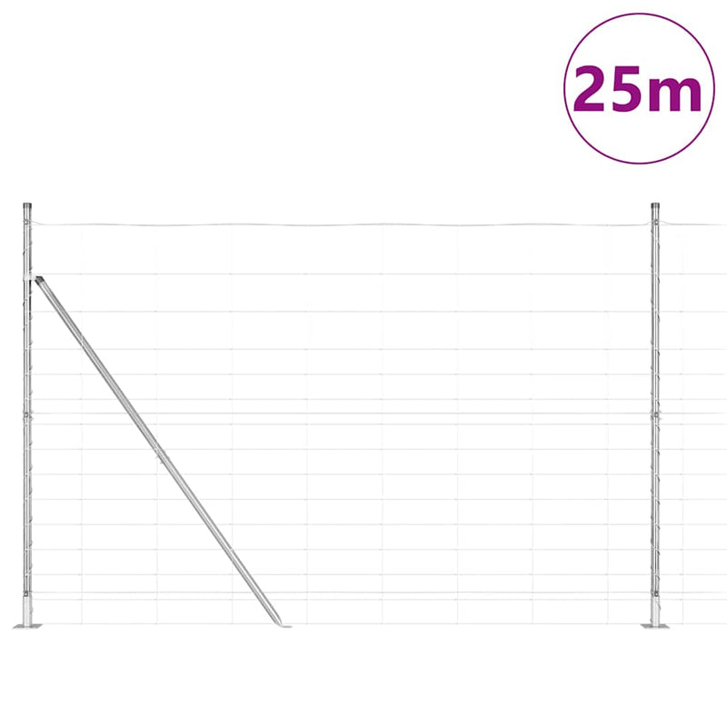 vidaXL Legelőkerítés Ezüst 25 x 1.6 m Horganyzott acél