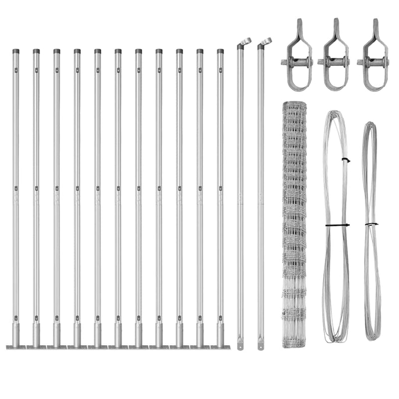 vidaXL Legelőkerítés Ezüst 25 x 1.6 m Horganyzott acél
