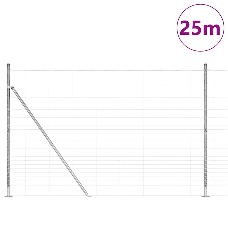 vidaXL Legelőkerítés Ezüst 25 x 1.6 m Horganyzott acél