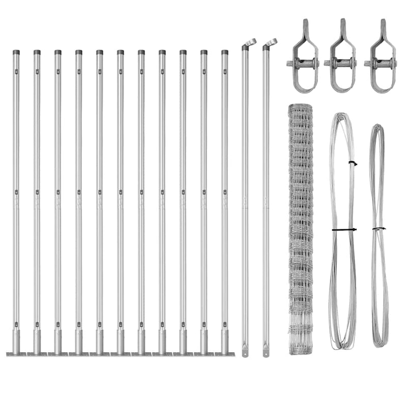 vidaXL Legelőkerítés Ezüst 25 x 1.6 m Horganyzott acél