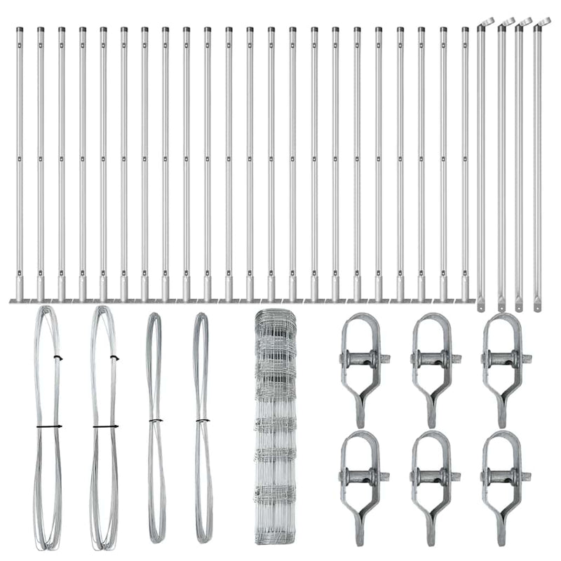 vidaXL Legelőkerítés Ezüst 50 x 1 m Horganyzott acél