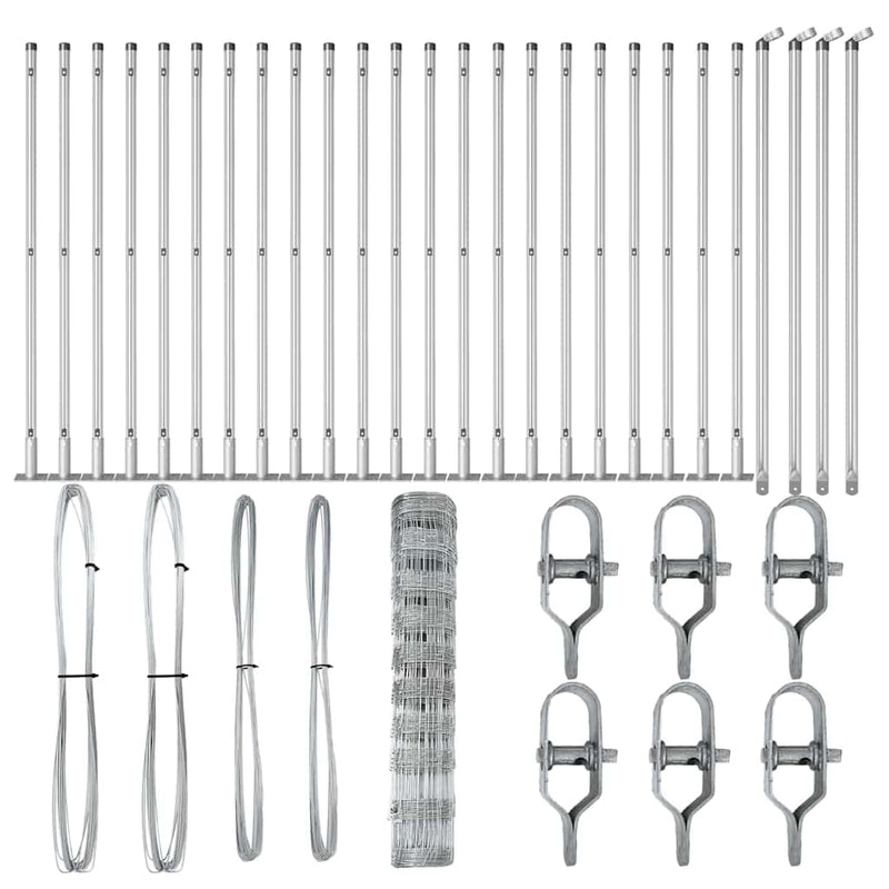 vidaXL Legelőkerítés Ezüst 50 x 1 m Horganyzott acél