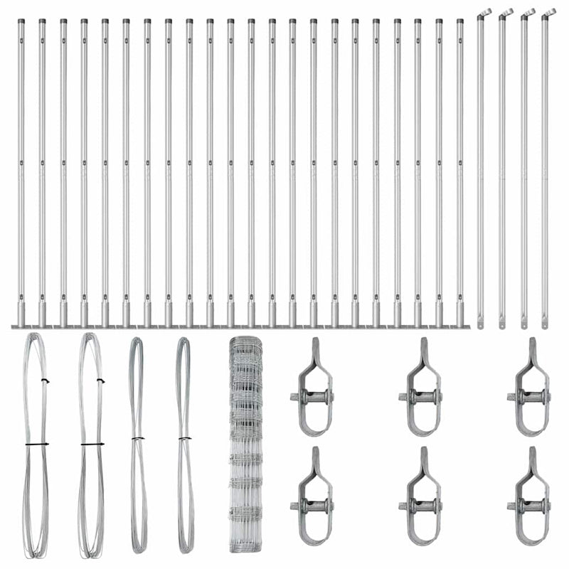 vidaXL Legelőkerítés Ezüst 50 x 1.2 m Horganyzott acél