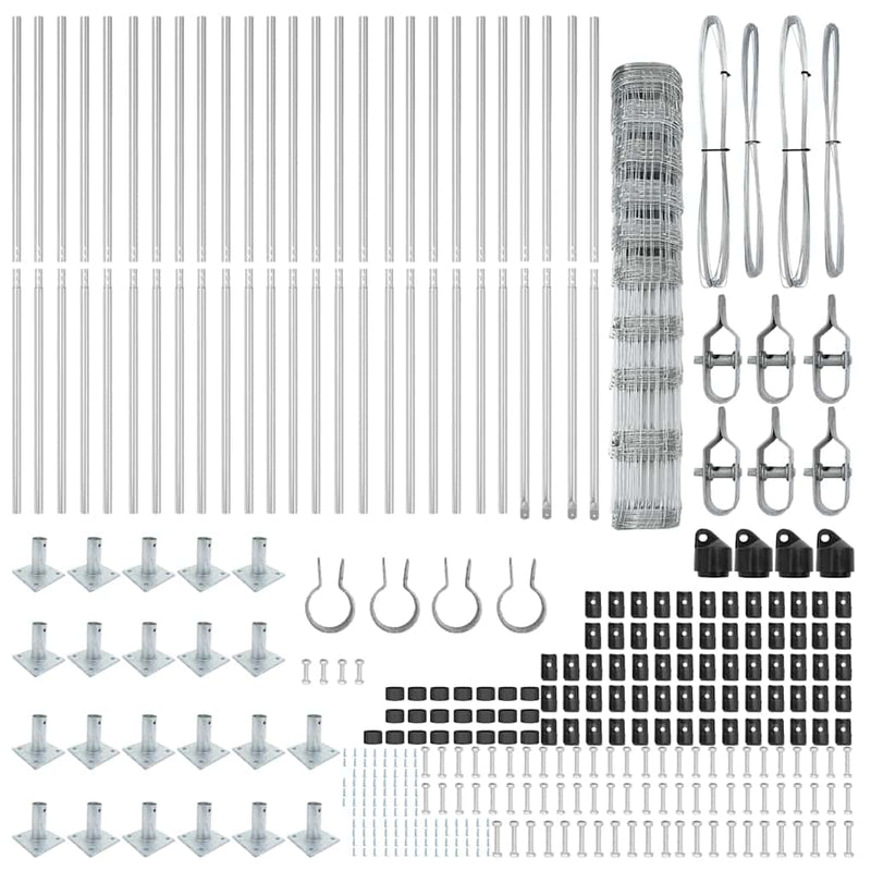 vidaXL Legelőkerítés Ezüst 50 x 1.2 m Horganyzott acél