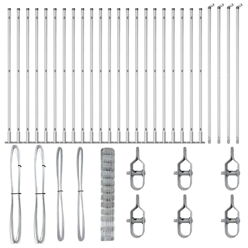 vidaXL Legelőkerítés Ezüst 50 x 1.2 m Horganyzott acél