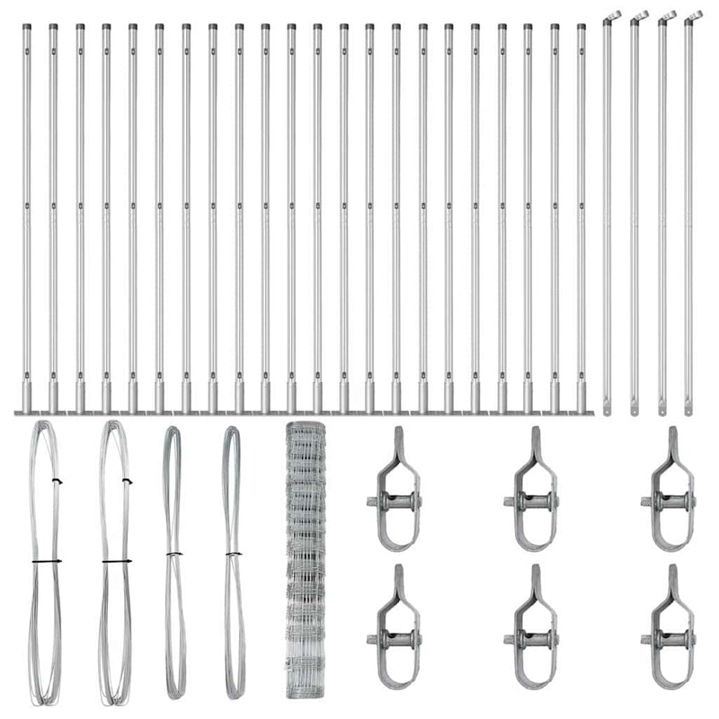vidaXL Legelőkerítés Ezüst 50 x 1.2 m Horganyzott acél