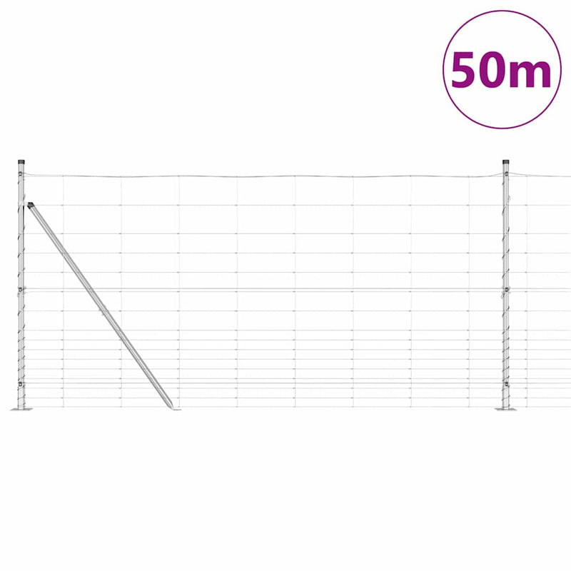 vidaXL Legelőkerítés Ezüst 50 x 1.2 m Horganyzott acél
