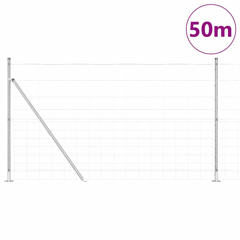 vidaXL Legelőkerítés Ezüst 50 x 1.4 m Horganyzott acél
