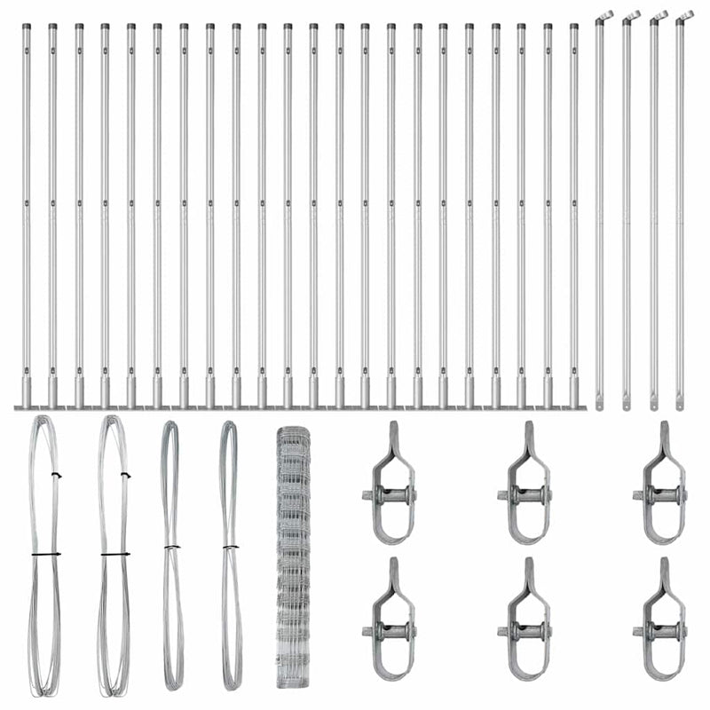 vidaXL Legelőkerítés Ezüst 50 x 1.4 m Horganyzott acél