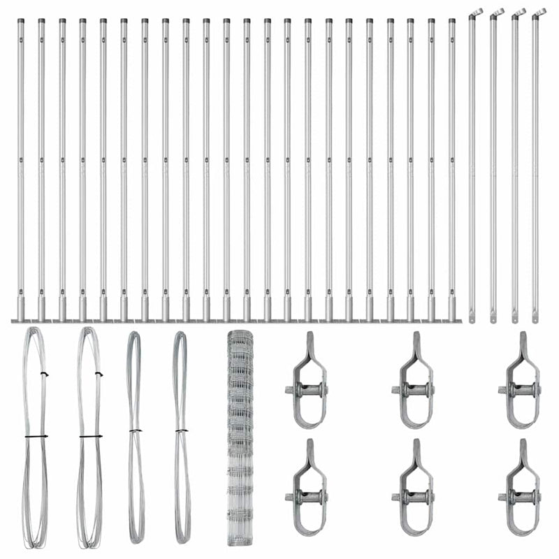 vidaXL Legelőkerítés Ezüst 50 x 1.5 m Horganyzott acél