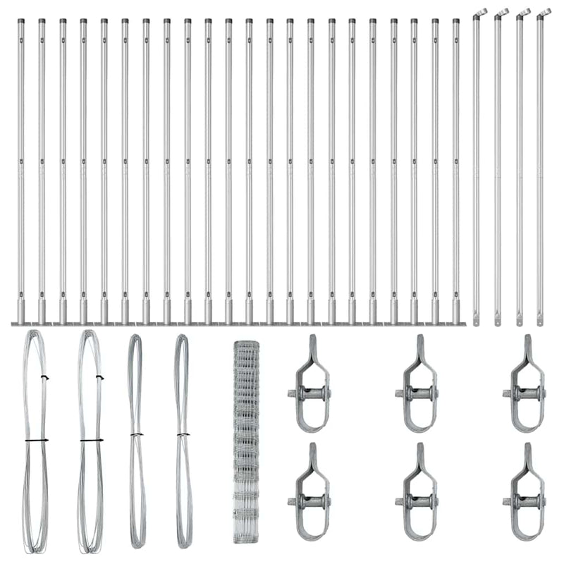vidaXL Legelőkerítés Ezüst 50 x 1.5 m Horganyzott acél