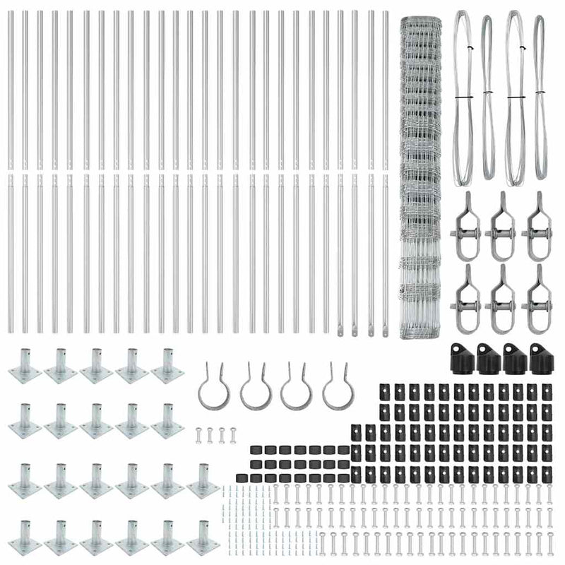 vidaXL Legelőkerítés Ezüst 50 x 1.5 m Horganyzott acél