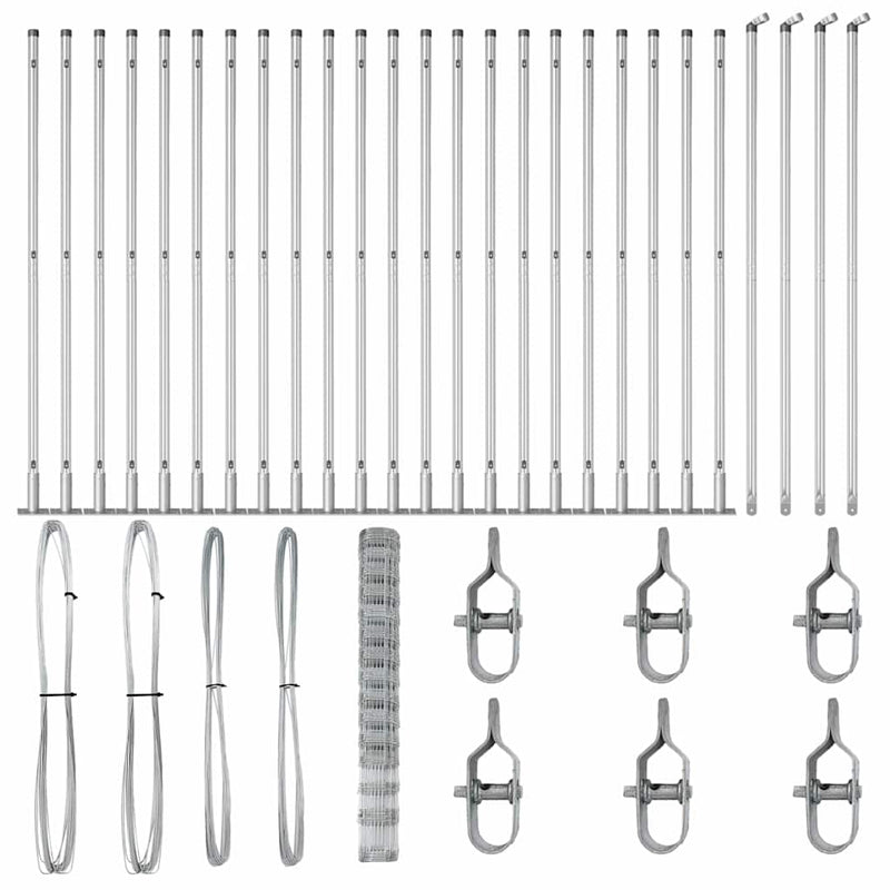 vidaXL Legelőkerítés Ezüst 50 x 1.6 m Horganyzott acél