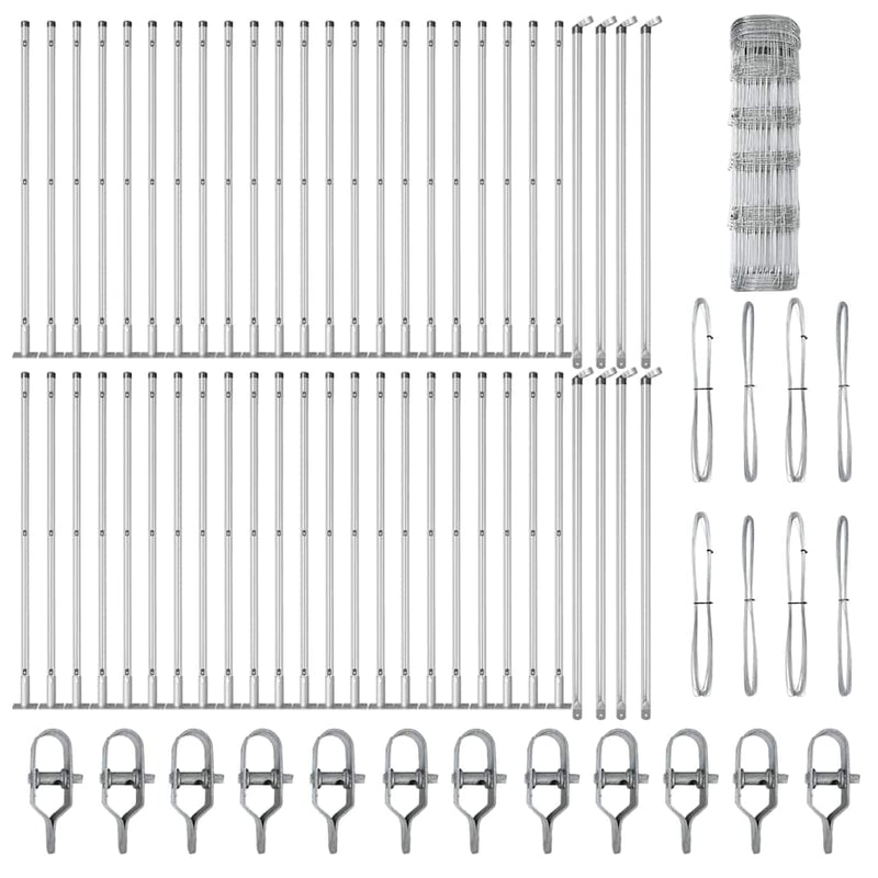 vidaXL Legelőkerítés Ezüst 100 x 0.8 m Horganyzott acél