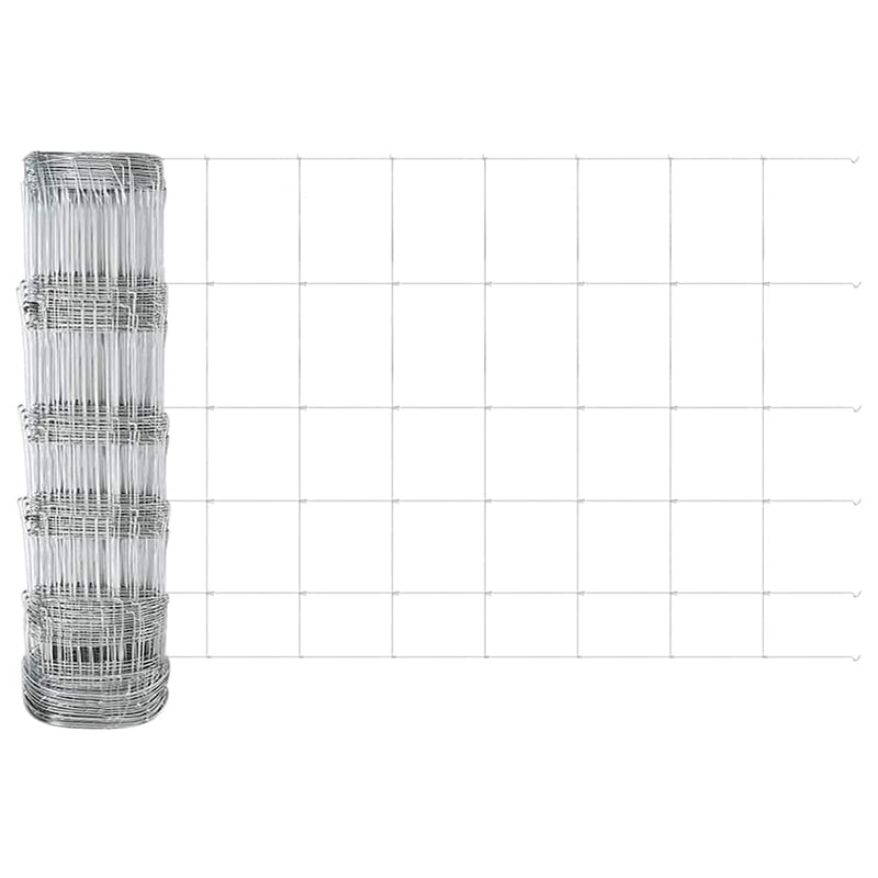 vidaXL Legelőkerítés Ezüst 100 x 0.8 m Horganyzott acél