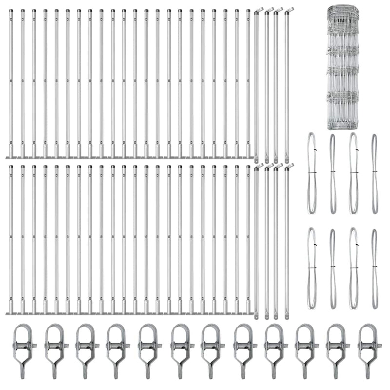 vidaXL Legelőkerítés Ezüst 100 x 0.8 m Horganyzott acél