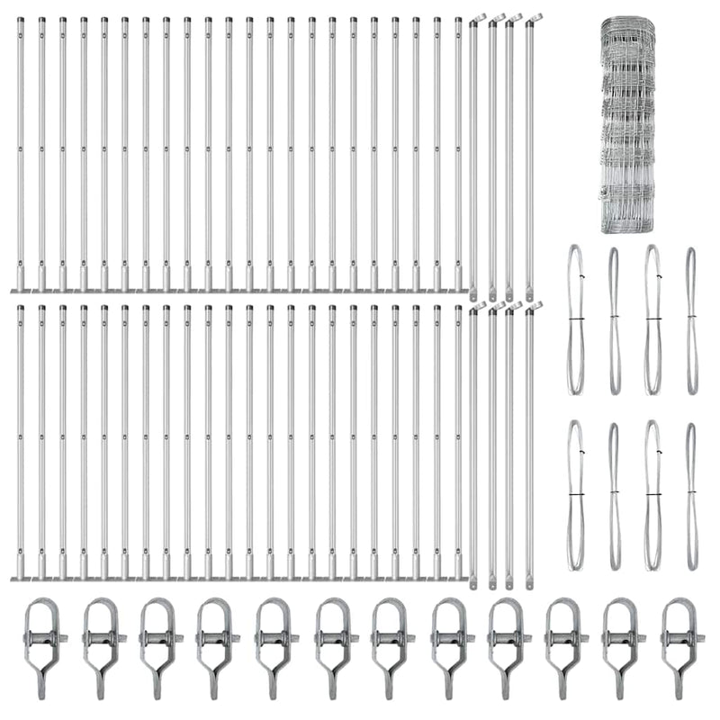 vidaXL Legelőkerítés Ezüst 100 x 0.8 m Horganyzott acél