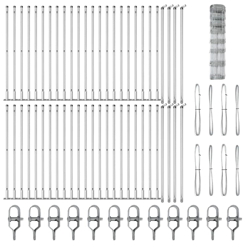 vidaXL Legelőkerítés Ezüst 100 x 1 m Horganyzott acél