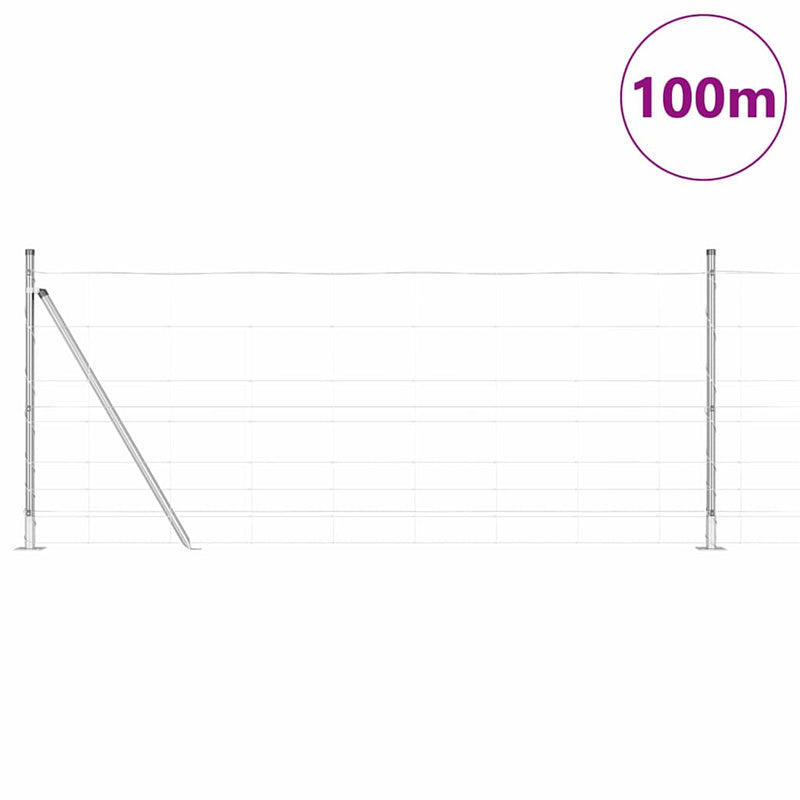 vidaXL Legelőkerítés Ezüst 100 x 1 m Horganyzott acél