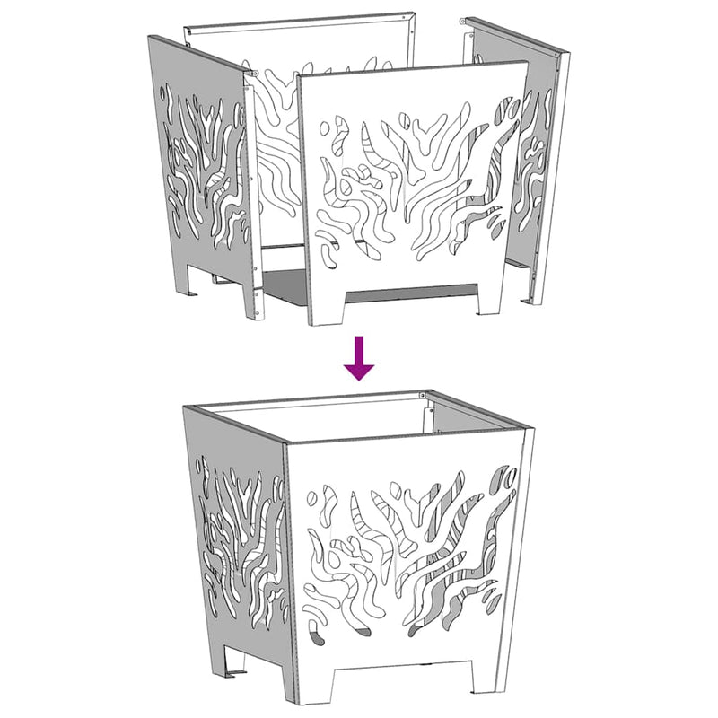 vidaXL Tűzrakó Fekete 40 x 40 x 40 cm Acél
