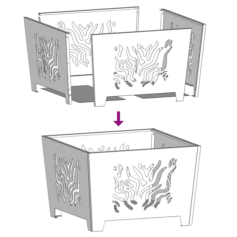 vidaXL Tűzrakó Fekete 60 x 60 x 40 cm Acél