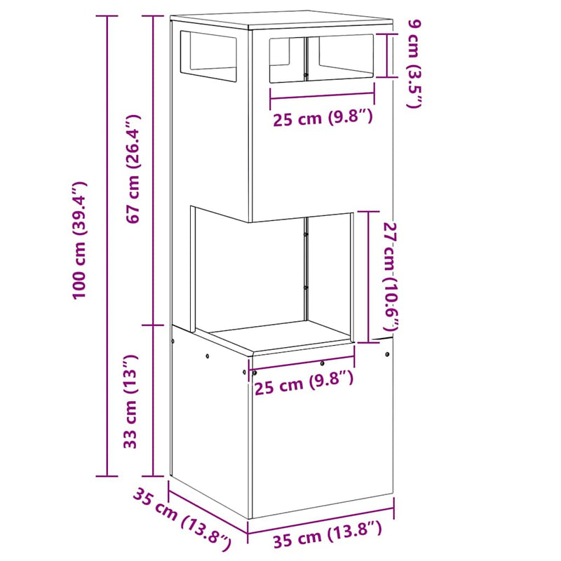 vidaXL Tűzrakó Fekete 35 x 35 x 100 cm Acél