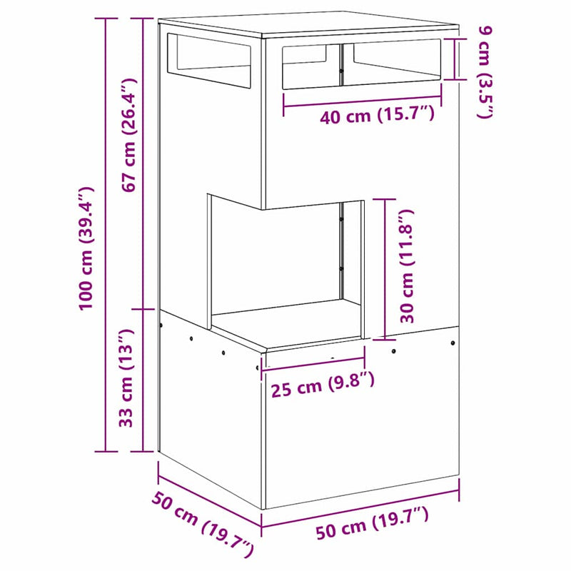vidaXL Tűzrakó Fekete 50 x 50 x 100 cm Acél