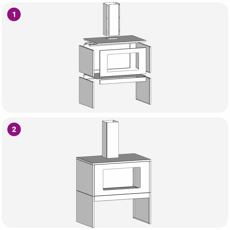 vidaXL Tűzrakó Fekete 60 x 40 x 96 cm Acél