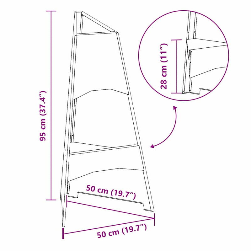 vidaXL Tűzrakó Barna 50 x 50 x 95 cm Acél