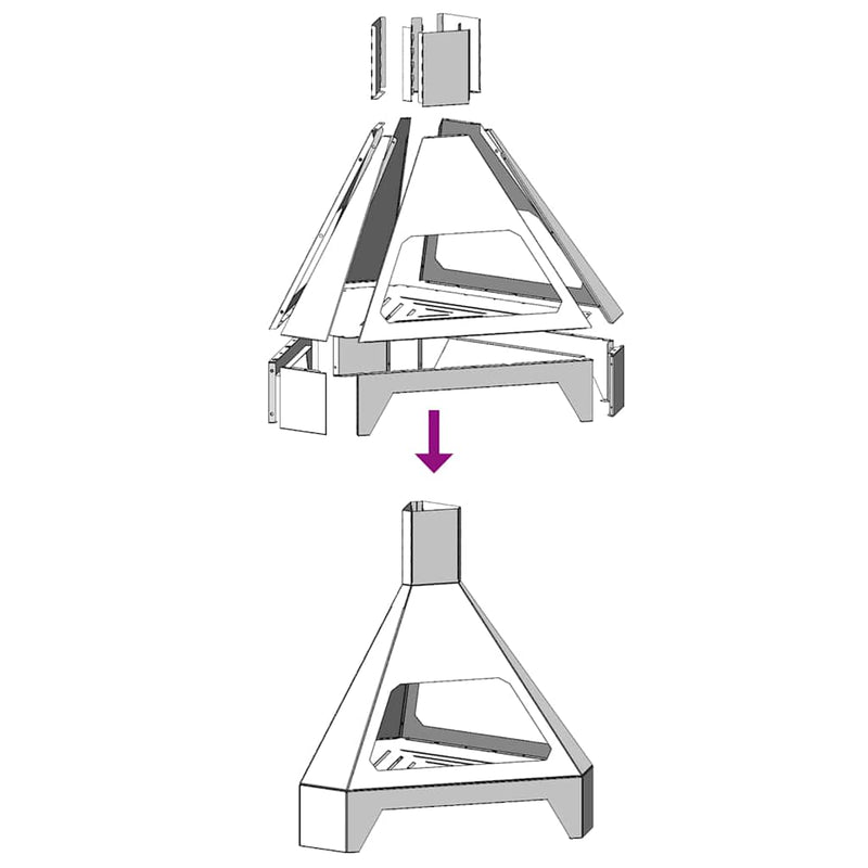 vidaXL Tűzrakó Fekete 50 x 43 x 52 cm Acél