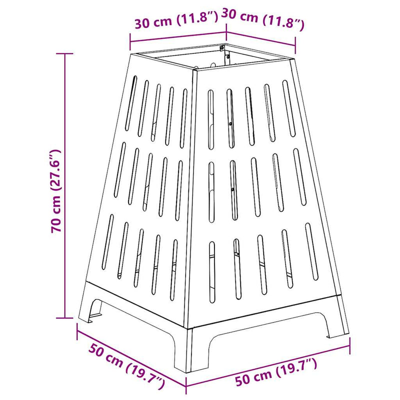vidaXL Tűzrakó Fekete 50 x 50 x 70 cm Hidegen hengerelt acél