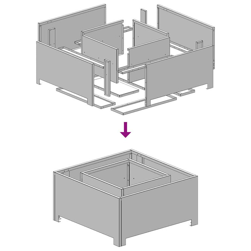 vidaXL Tűzrakó Barna 60 x 60 x 30 cm Acél