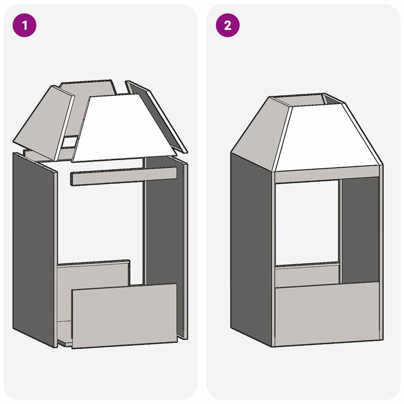 vidaXL Tűzrakó Fekete 50 x 50 x 100 cm Acél